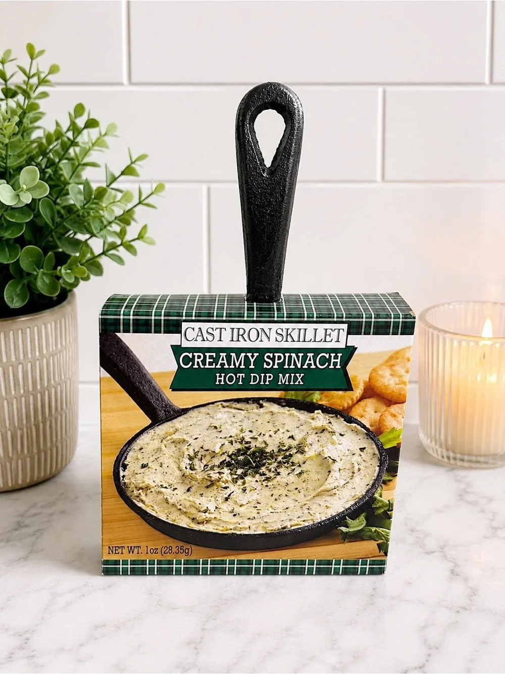 New Mini Cast Iron Skillet Gift Set with Creamy Spinach Hot Dip Mix